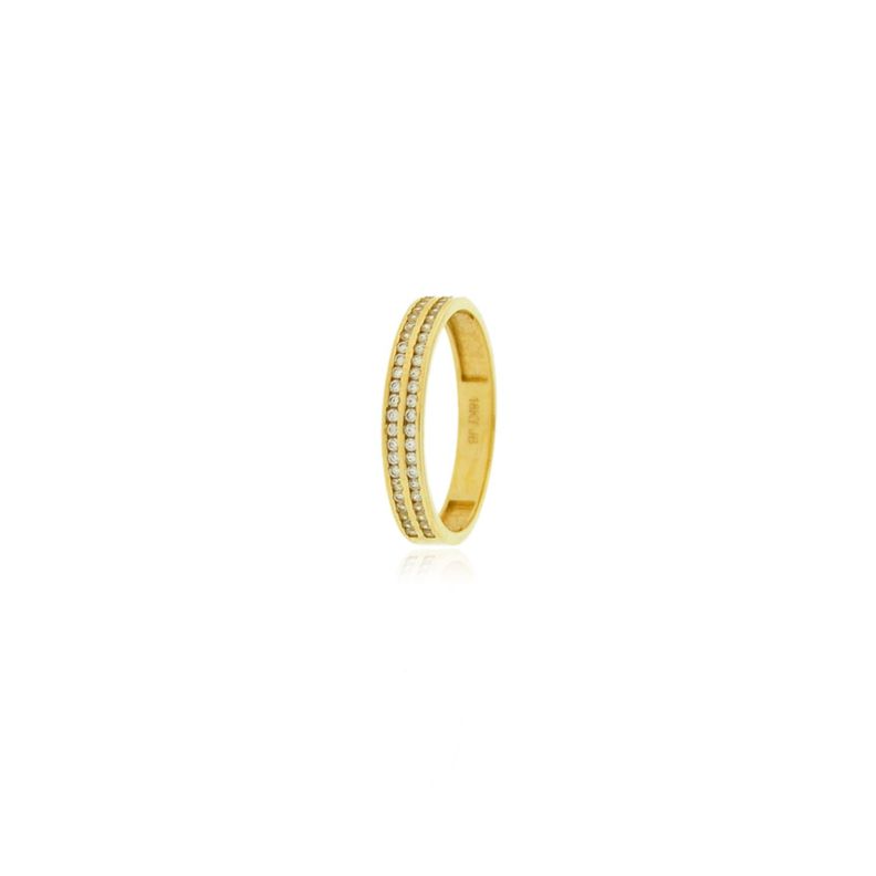 Anillo Compromiso de Oro 18Kt Cintillo Doble Riel Circon-2