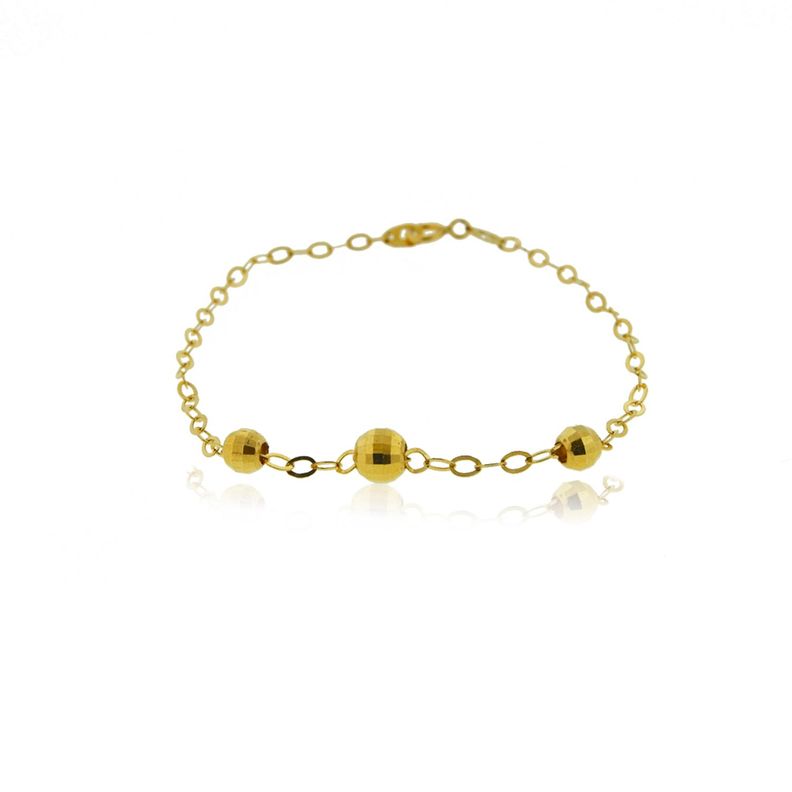 Pulsera de Oro 18kt Tres Esferas Pequeñas-0