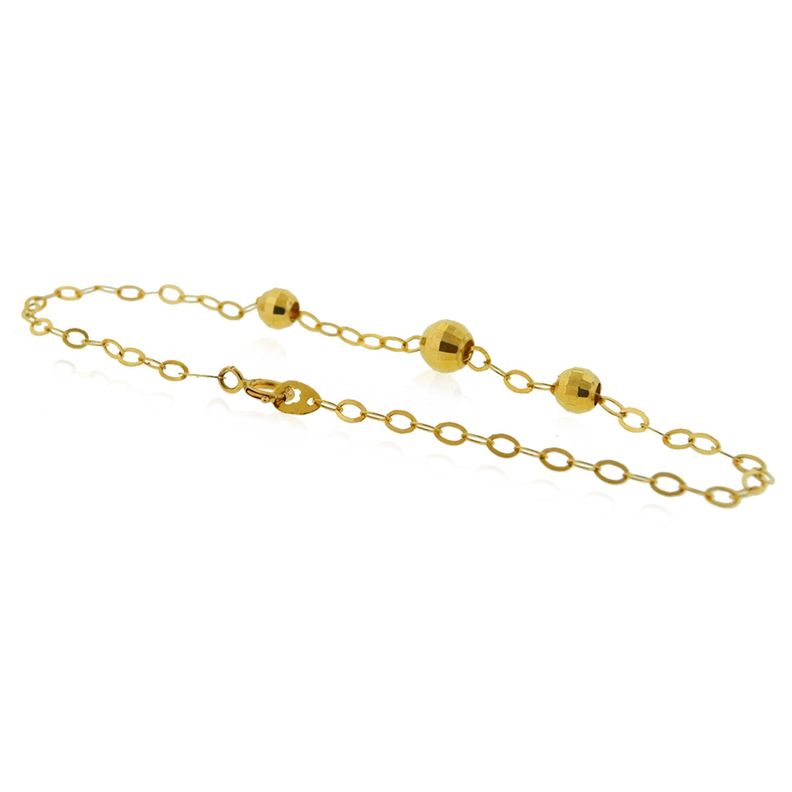 Pulsera de Oro 18kt Tres Esferas Pequeñas-2