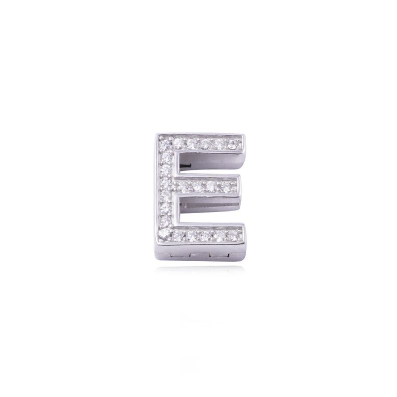 Dije de Plata broche Letra E con Circonita-0