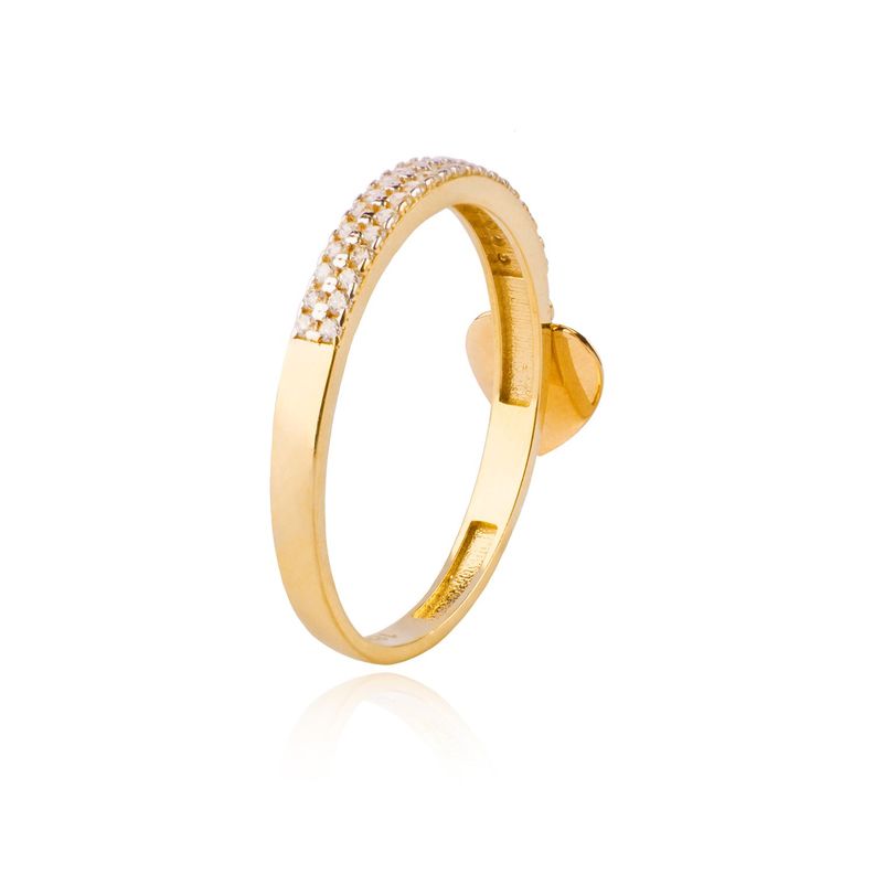 Anillo de Oro 18kt Doble Cintillo Circón Corazon-1