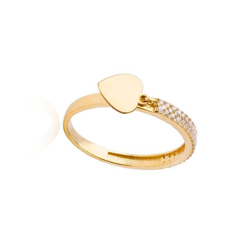 Anillo de Oro 18kt Doble Cintillo Circón Corazon-2
