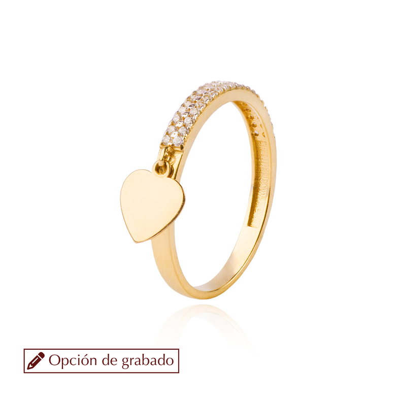 Anillo de Oro 18kt Doble Cintillo Circón Corazon-0