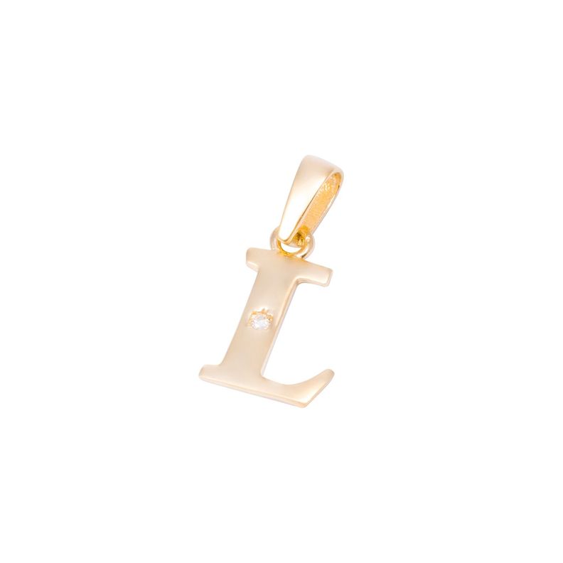 Colgante de Oro de 18kt Circonitas letra L-0