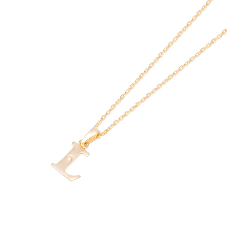 Colgante de Oro de 18kt Circonitas letra L-1