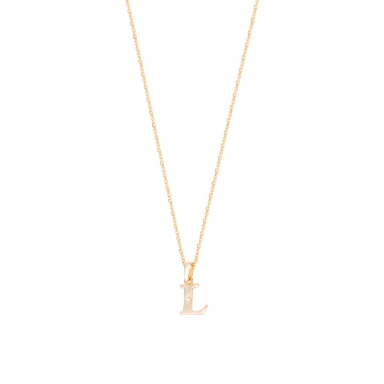Colgante de Oro de 18kt Circonitas letra L-2