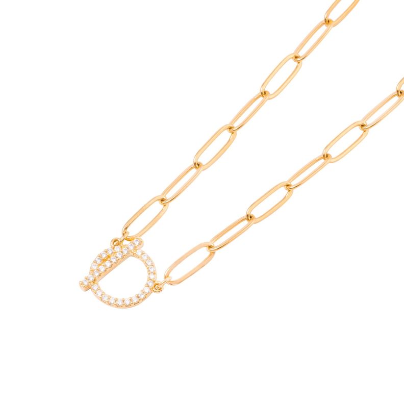 Collar de Plata Esterlina 925 Broche Eslabones circones en Oro 14kt-1