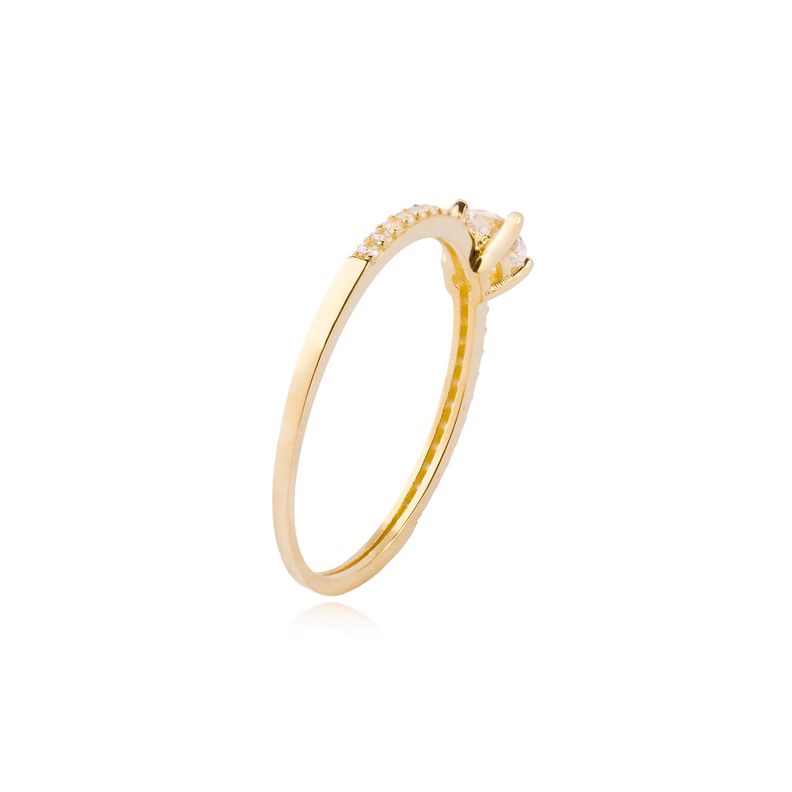 Anillo Compromiso de Oro 14kt Solitario Riel Circonita-1