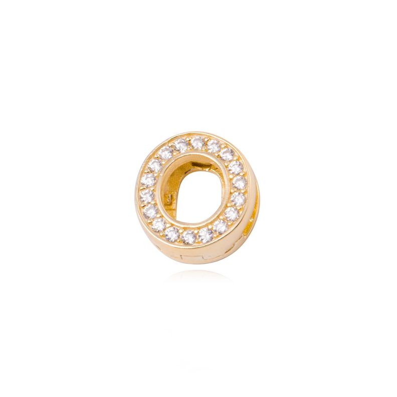 Dije de Plata broche Letra O con Circonita Revestido en Oro 18kt-0