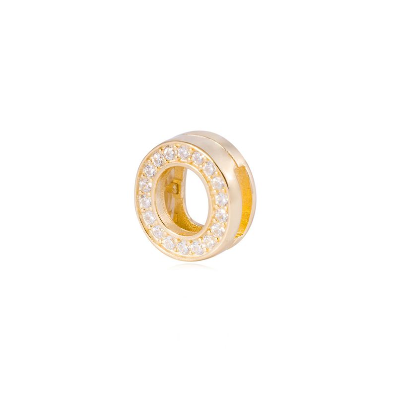 Dije de Plata broche Letra O con Circonita Revestido en Oro 18kt-1