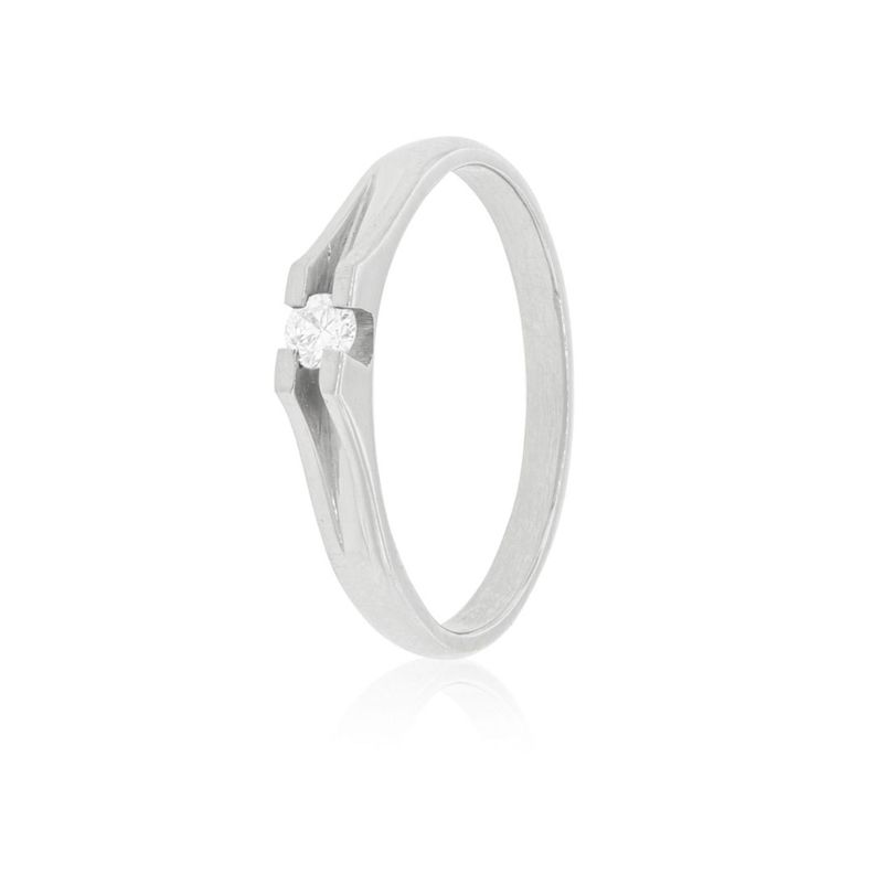 Anillo Compromiso Oro Blanco 18kt  Milán 1x12ptos Diamante-0