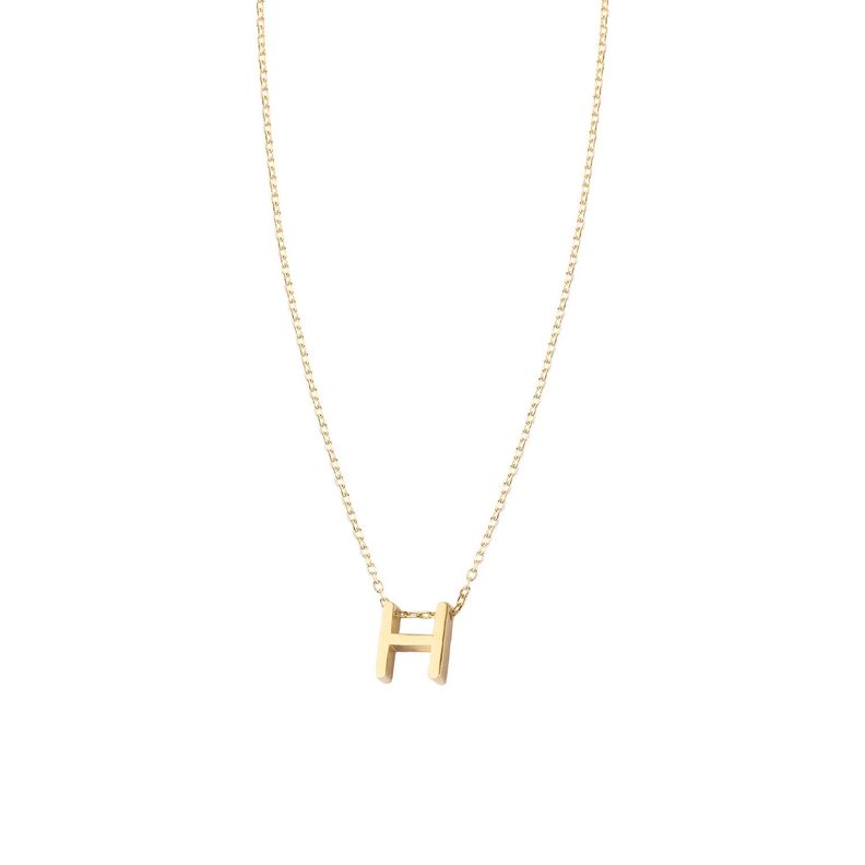 Collar de Plata Esterlina 925 Letra H Revestido en Oro 18kt-0
