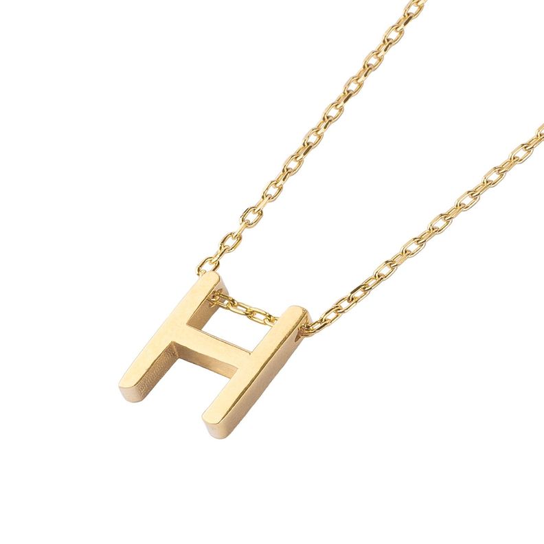 Collar de Plata Esterlina 925 Letra H Revestido en Oro 18kt-1