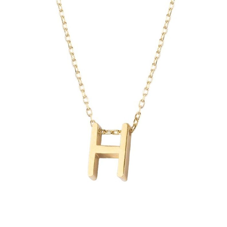 Collar de Plata Esterlina 925 Letra H Revestido en Oro 18kt-2