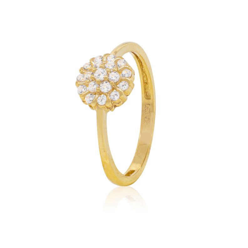 Anillo Compromiso de Oro 18Kt Flor Roseta Grande Circon-0