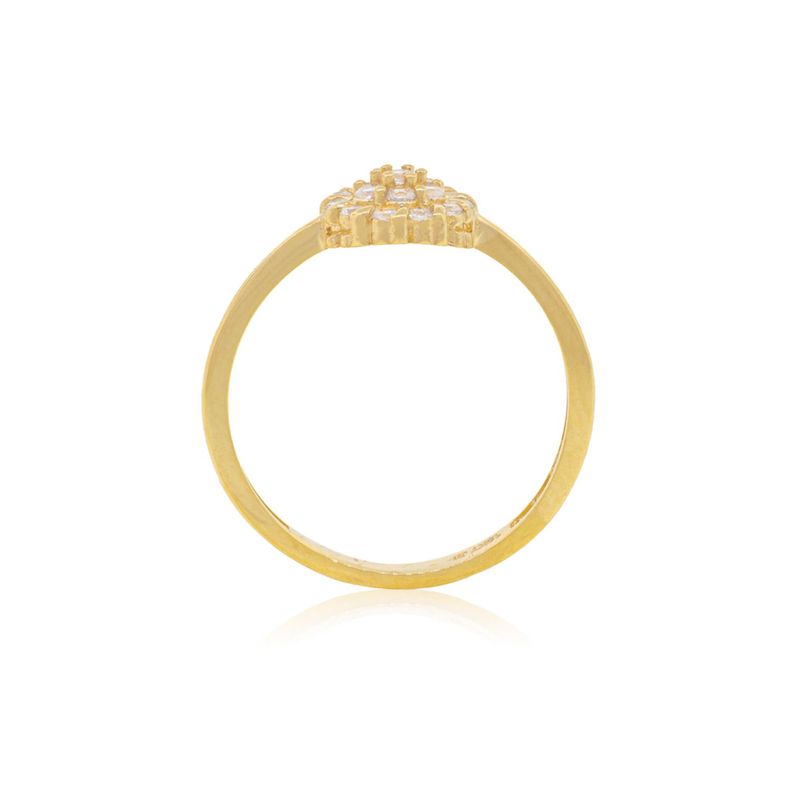 Anillo Compromiso de Oro 18Kt Flor Roseta Grande Circon-1