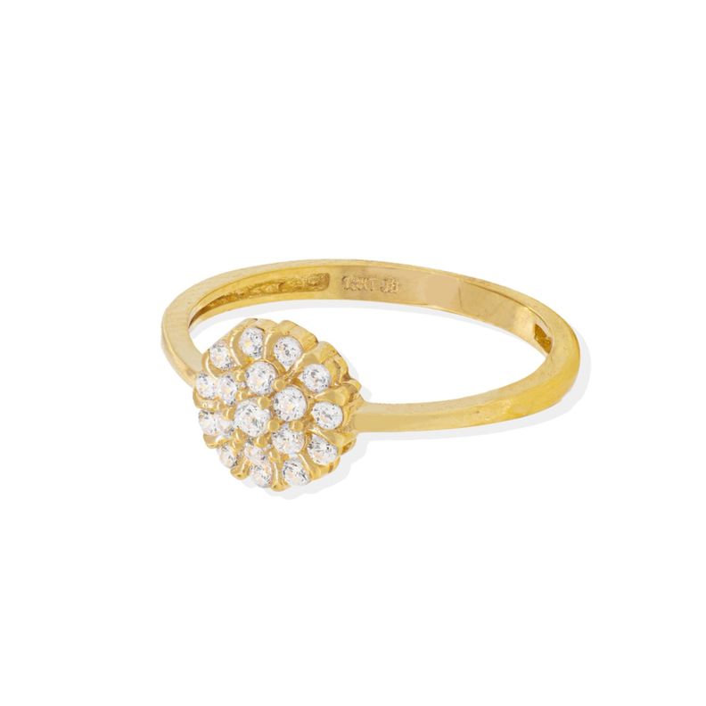 Anillo Compromiso de Oro 18Kt Flor Roseta Grande Circon-2