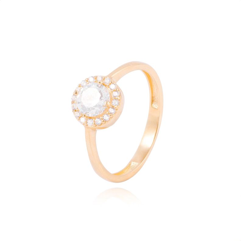 Anillo Compromiso de Oro 18Kt Circón Roseta-0