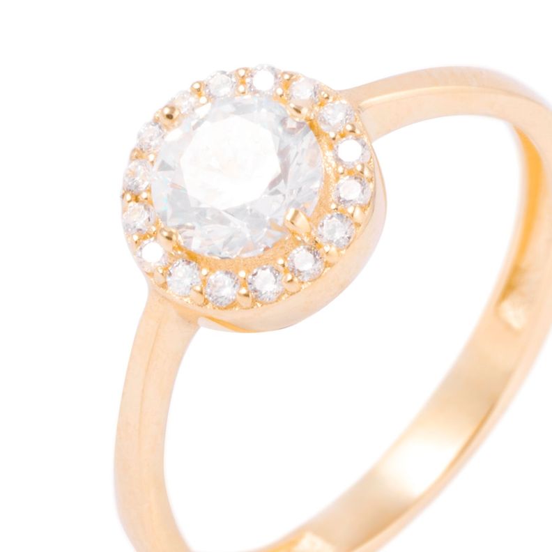 Anillo Compromiso de Oro 18Kt Circón Roseta-1