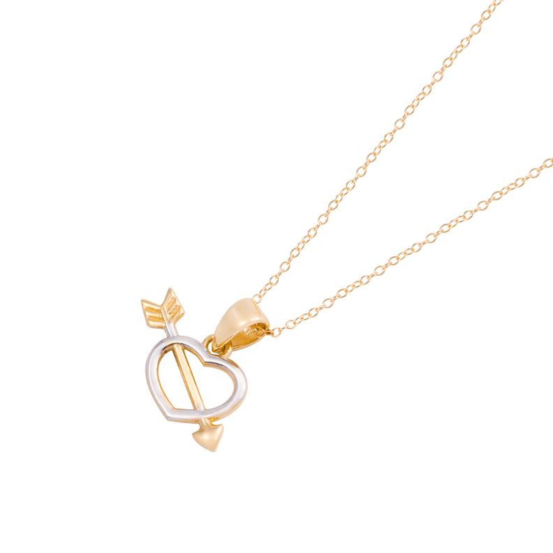 Collar Oro Bicolor 18kt Corazón y Flecha-0