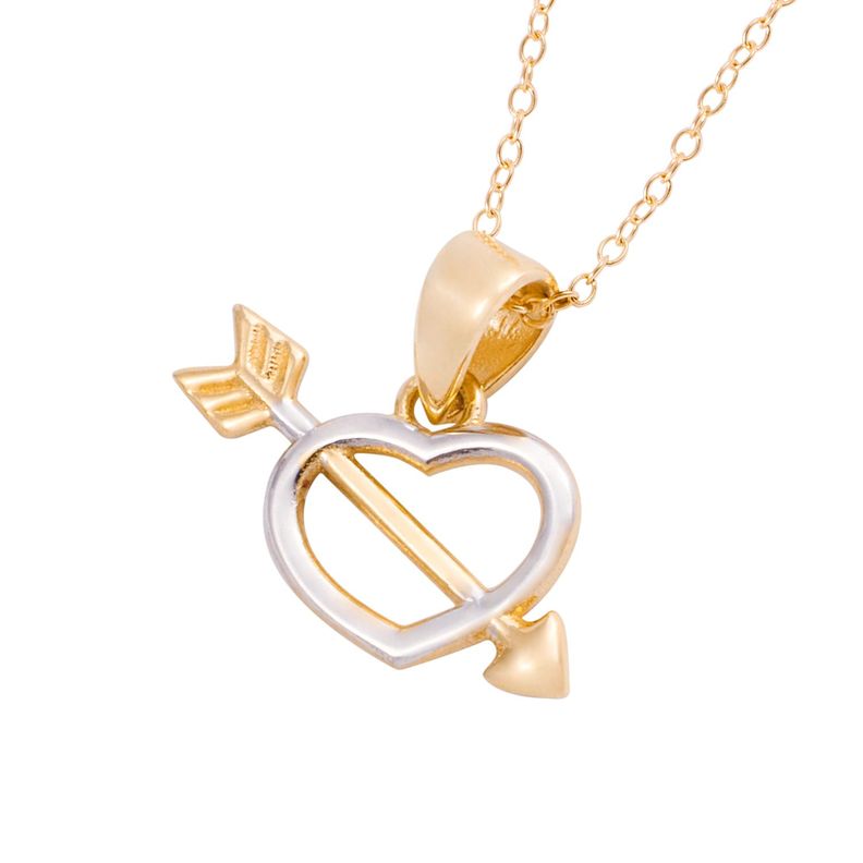 Collar Oro Bicolor 18kt Corazón y Flecha-1