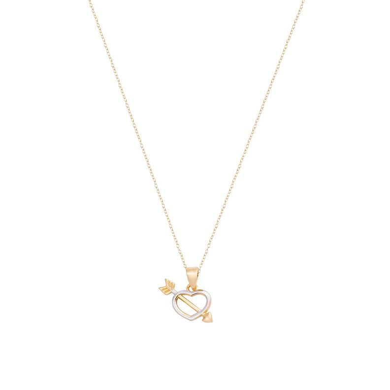 Collar Oro Bicolor 18kt Corazón y Flecha-2