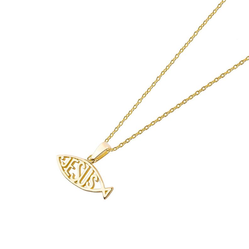 Collar de Oro 18kt Pez Jesús-0
