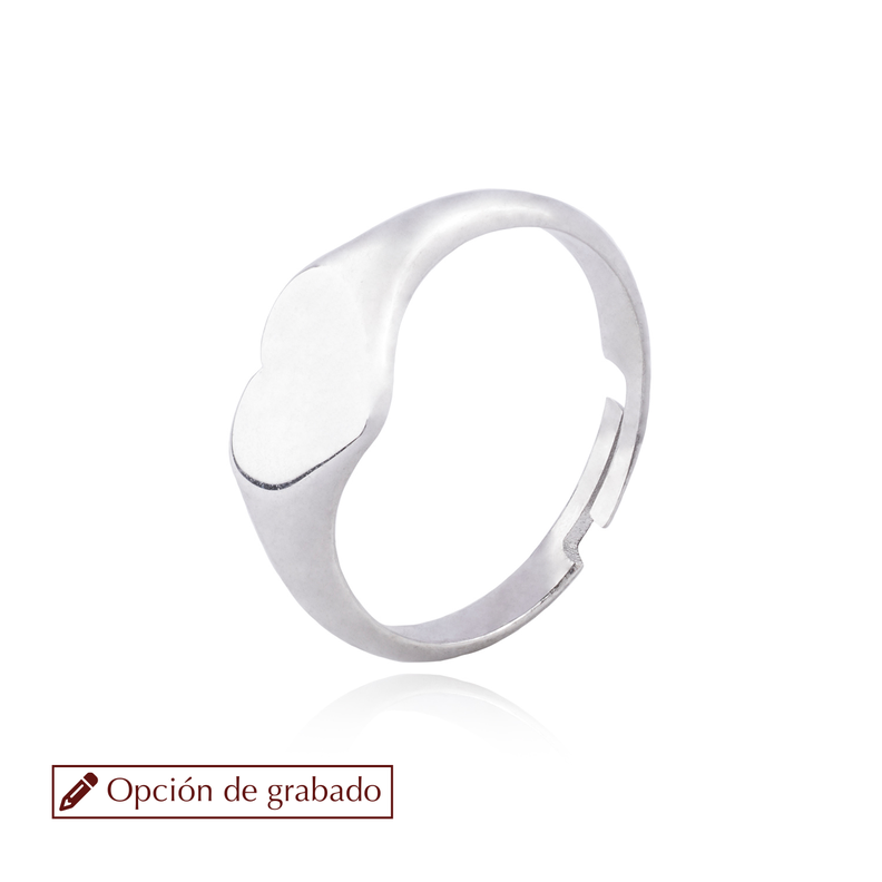 Anillo de Plata Esterlina 925 Corazón Sello-0