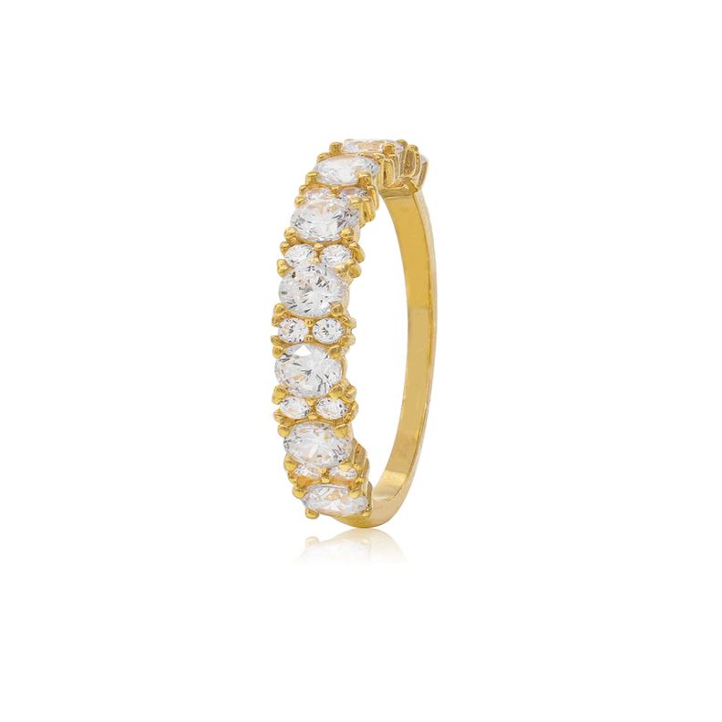 Anillo Compromiso de Oro 18Kt Medio Cintillo Circonitas Intercaladas-0