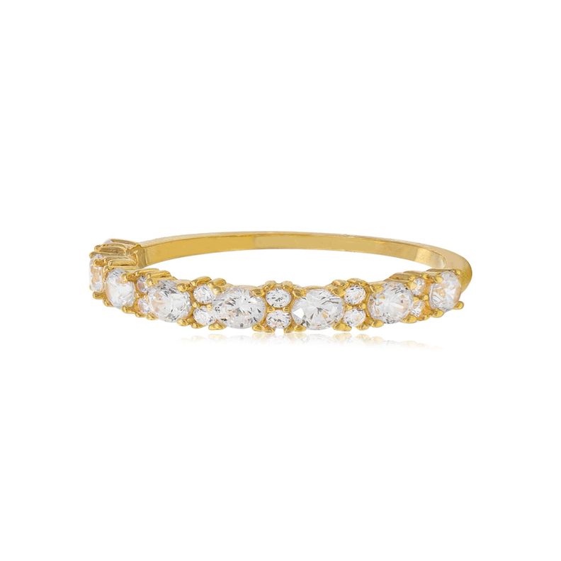 Anillo Compromiso de Oro 18Kt Medio Cintillo Circonitas Intercaladas-2
