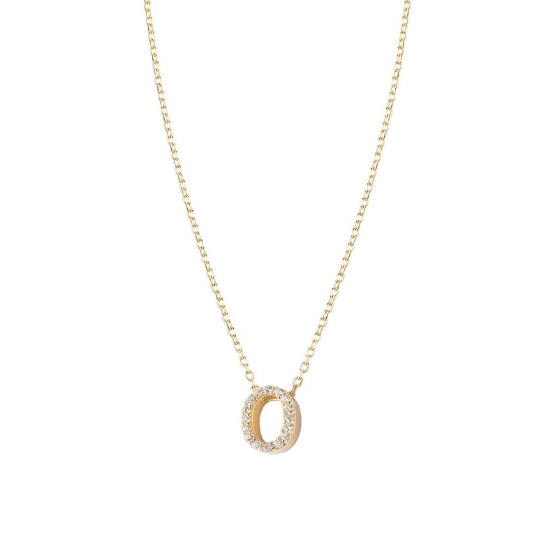 Collar de Plata Esterlina 925 Letra O Revestido en Oro 18kt-0