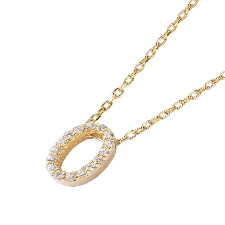 Collar de Plata Esterlina 925 Letra O Revestido en Oro 18kt-1