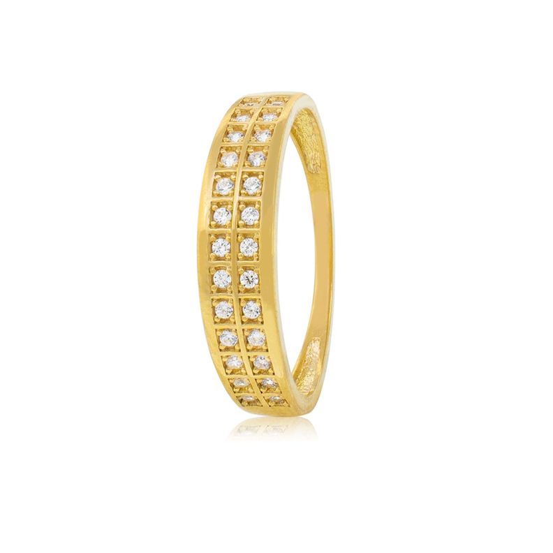 Anillo Compromiso de Oro 18Kt Doble Circón Riel-0