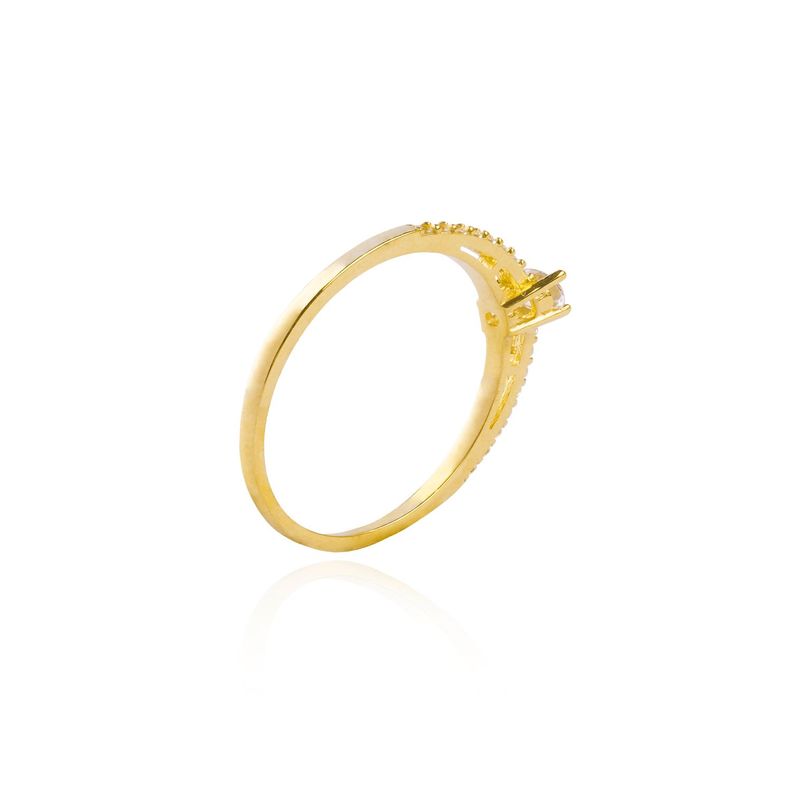 Anillo Compromiso de Oro 18Kt Solitario Medio Cintillo Circón-1