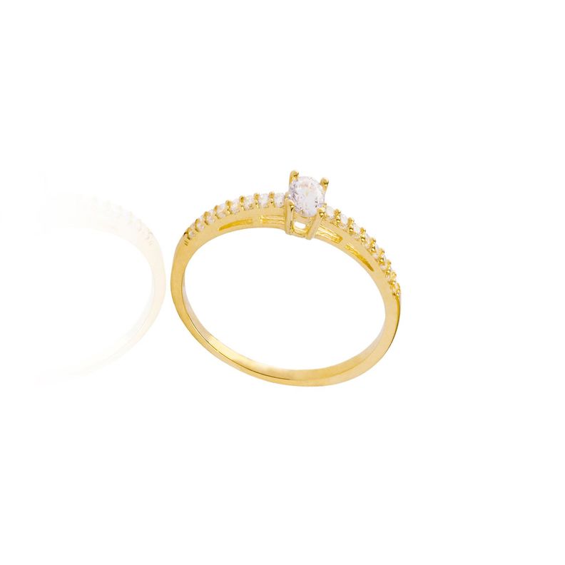 Anillo Compromiso de Oro 18Kt Solitario Medio Cintillo Circón-2