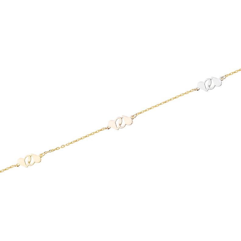 Pulsera Oro Tricolor 18kt Modelo Corazón Doble-0