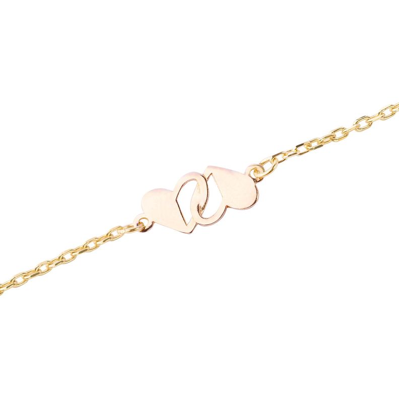 Pulsera Oro Tricolor 18kt Modelo Corazón Doble-1