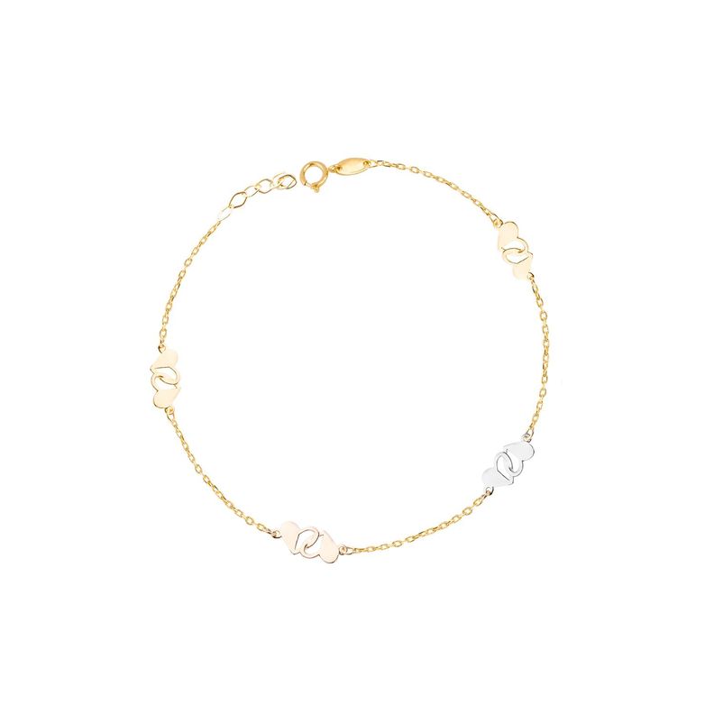 Pulsera Oro Tricolor 18kt Modelo Corazón Doble-2