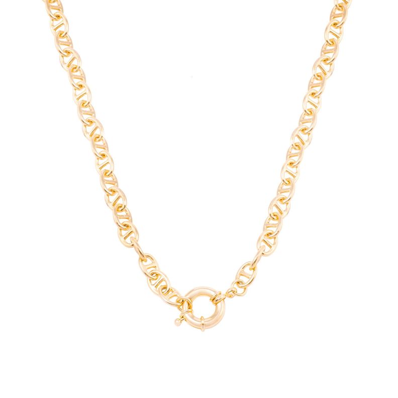 Collar de Plata Esterlina 925 Broche Timón Bañado en Oro 14kt-0