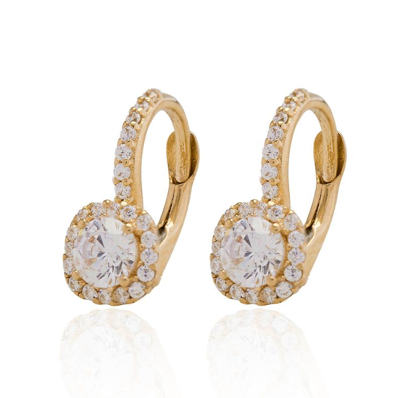 Aros de Oro 18kt Circon Cuadrado Circonita-1