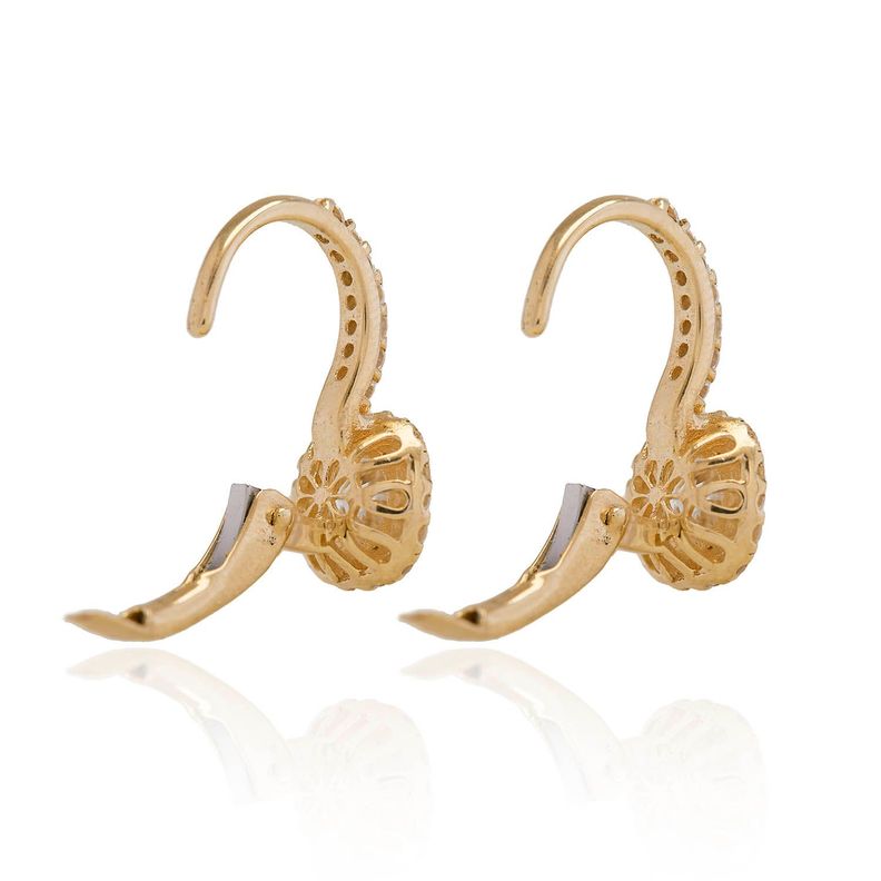 Aros de Oro 18kt Circon Cuadrado Circonita-2