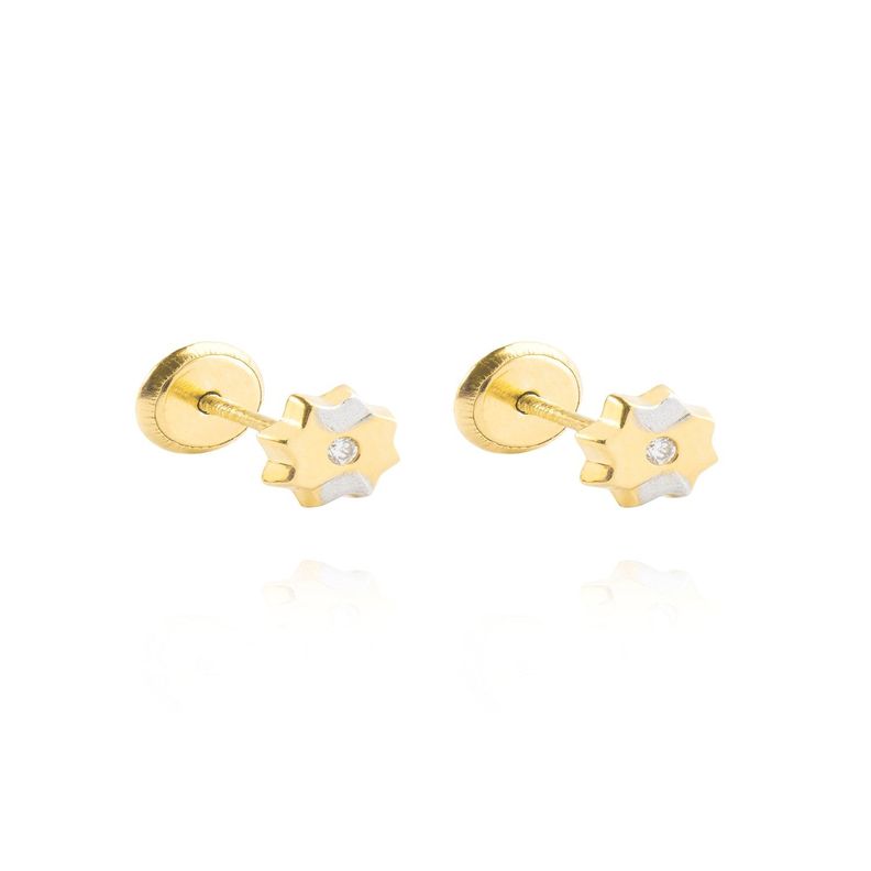 Aros de Oro 18kt Circón Bicolor puntas-2