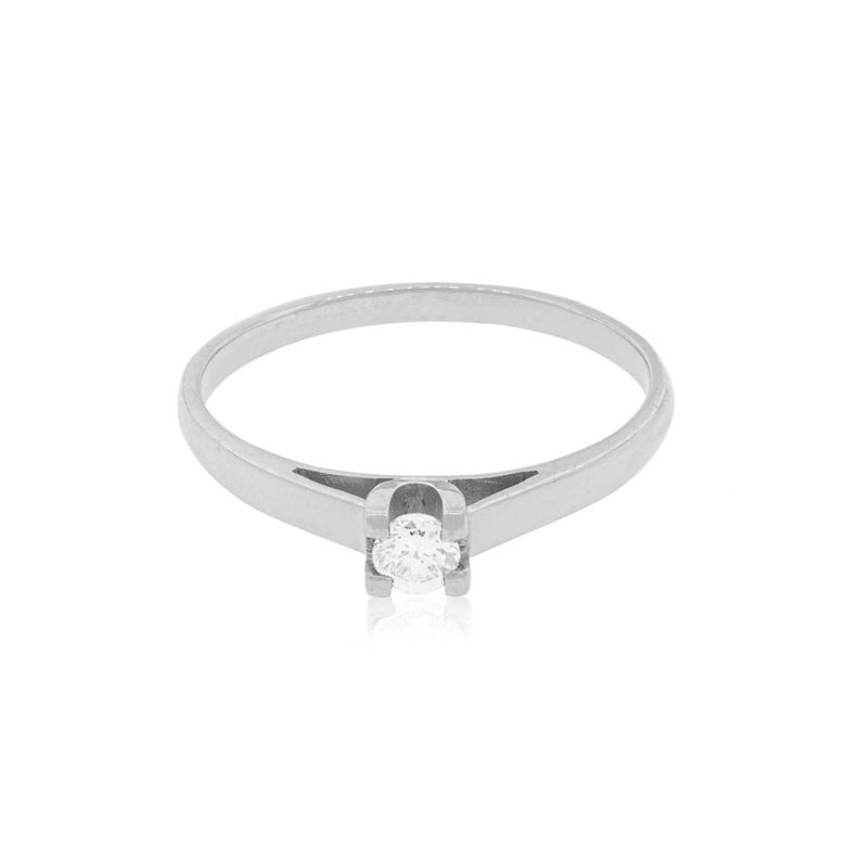 Anillo Compromiso Oro Blanco 18kt  Nápoles 1x3ptos Diamante-2