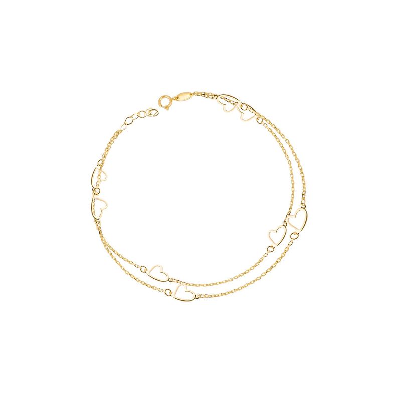 Pulseras de Oro 18kt Modelo Doble Corazón-2