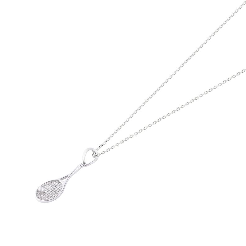 Colgante Oro Blanco 18kt Raqueta de Tenis-1