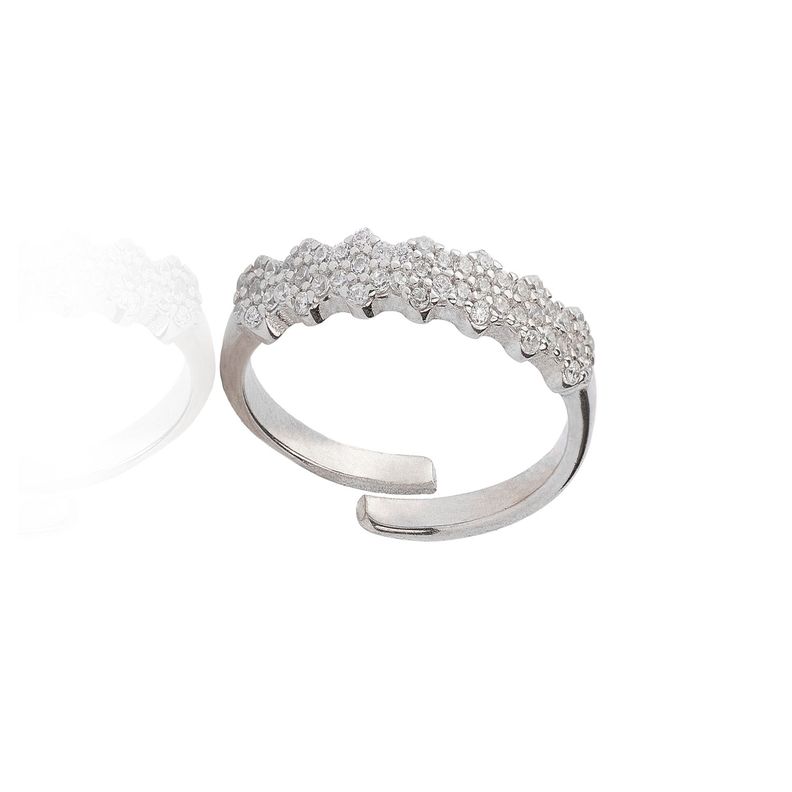 Anillo de Plata Esterlina 925 Cintillo Flores Circon-2
