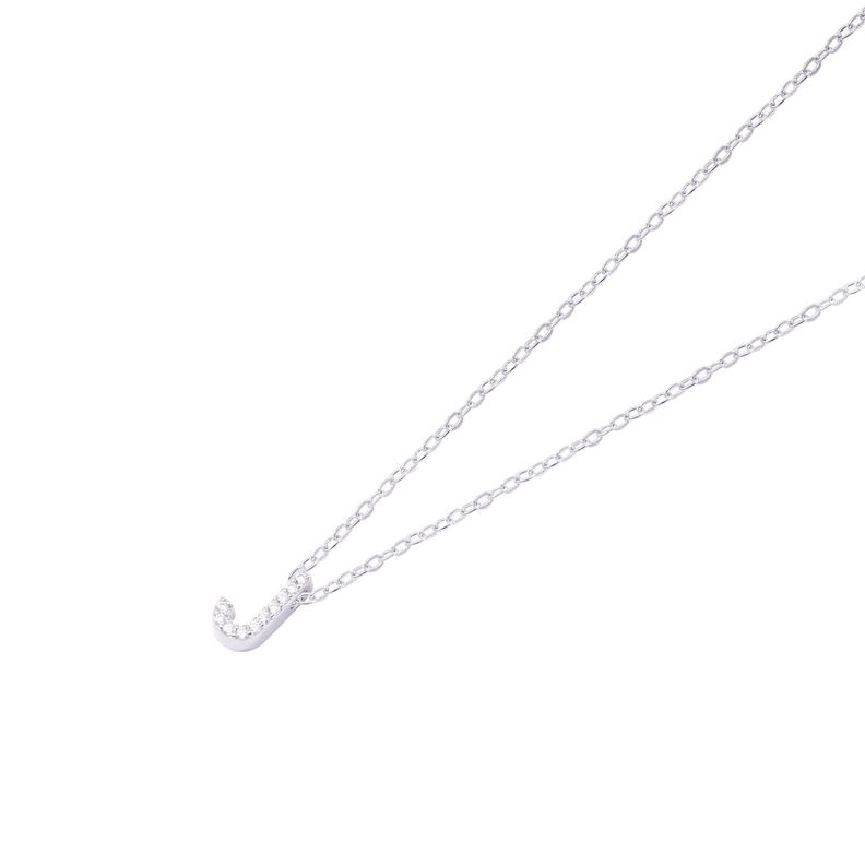 Collar de Plata Esterlina 925 Dije Letra J Circón-1