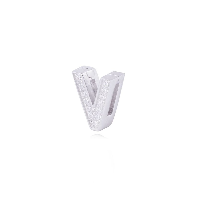 Dije de Plata broche Letra V con Circonita-1