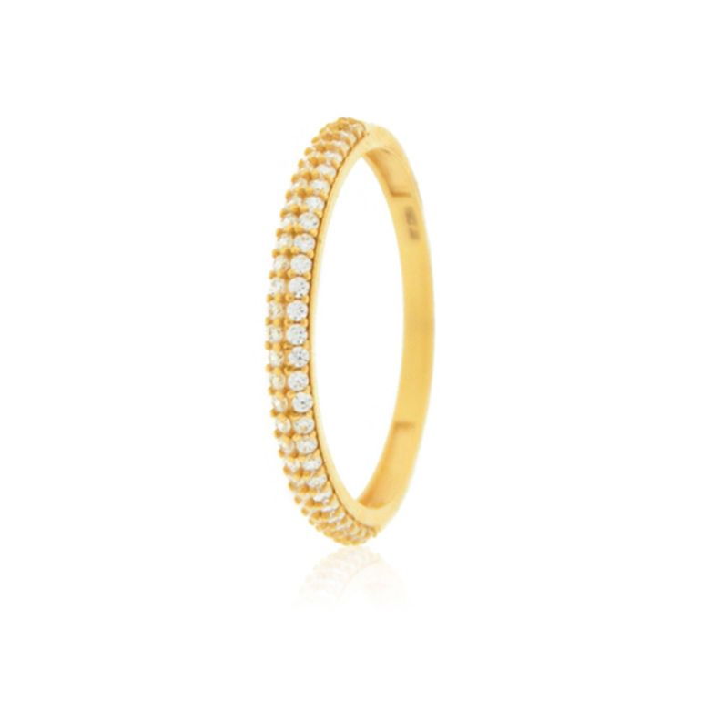 Anillo Compromiso de Oro 18Kt Medio Cintillo Circon-0