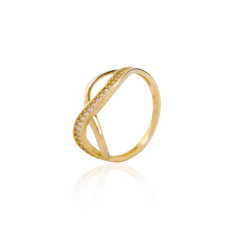 Anillo de Oro 18kt Circon Ondas-0